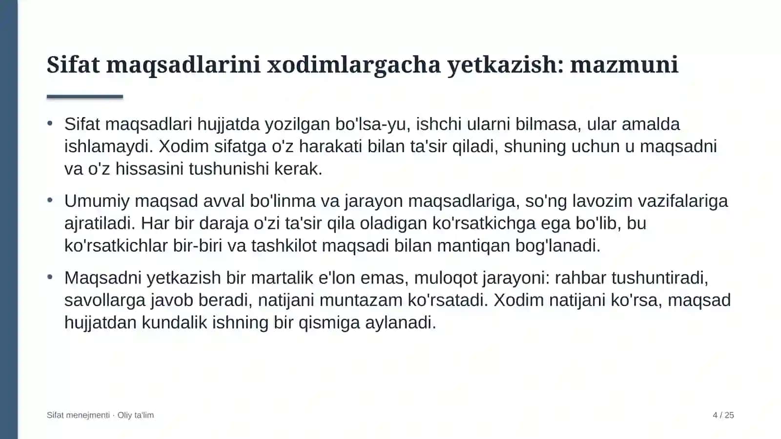 qurilish materiallari sanoatida sifat maqsadlarini xodimlargacha yetkazish 7886 4
