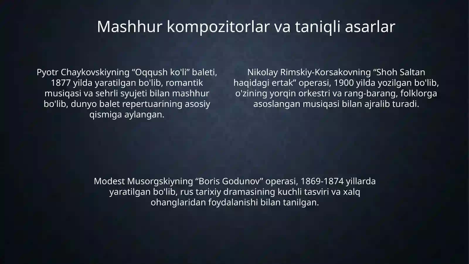 Rus kompozitorlari tomonidan yaratilgan opera va baletlar 4