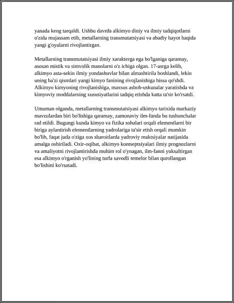 ALKIMYO VA METALLARNI TRANSMUTATSIYASINI TAHLIL QILISH 4