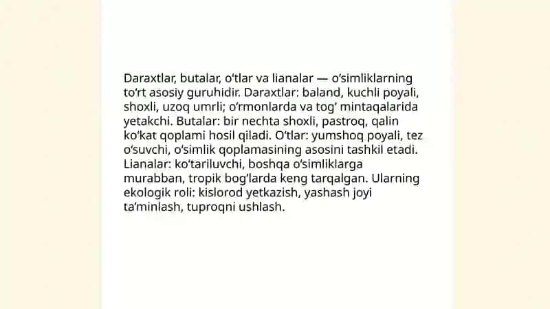 O‘simlik turkumlari va ularning tabiiy joylashishlari 4