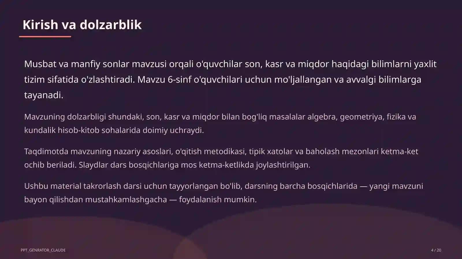 Musbat va manfiy sonlar (6-sinf) 4