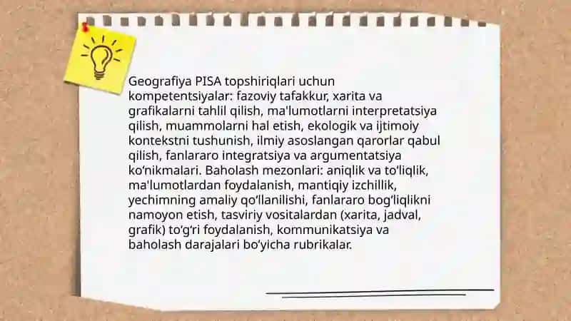 Geografiya o‘qitish metodikasi fani dominantligida fanlararo aloqadorlikka asoslangan PISA topshiriqlarini tuzish 4