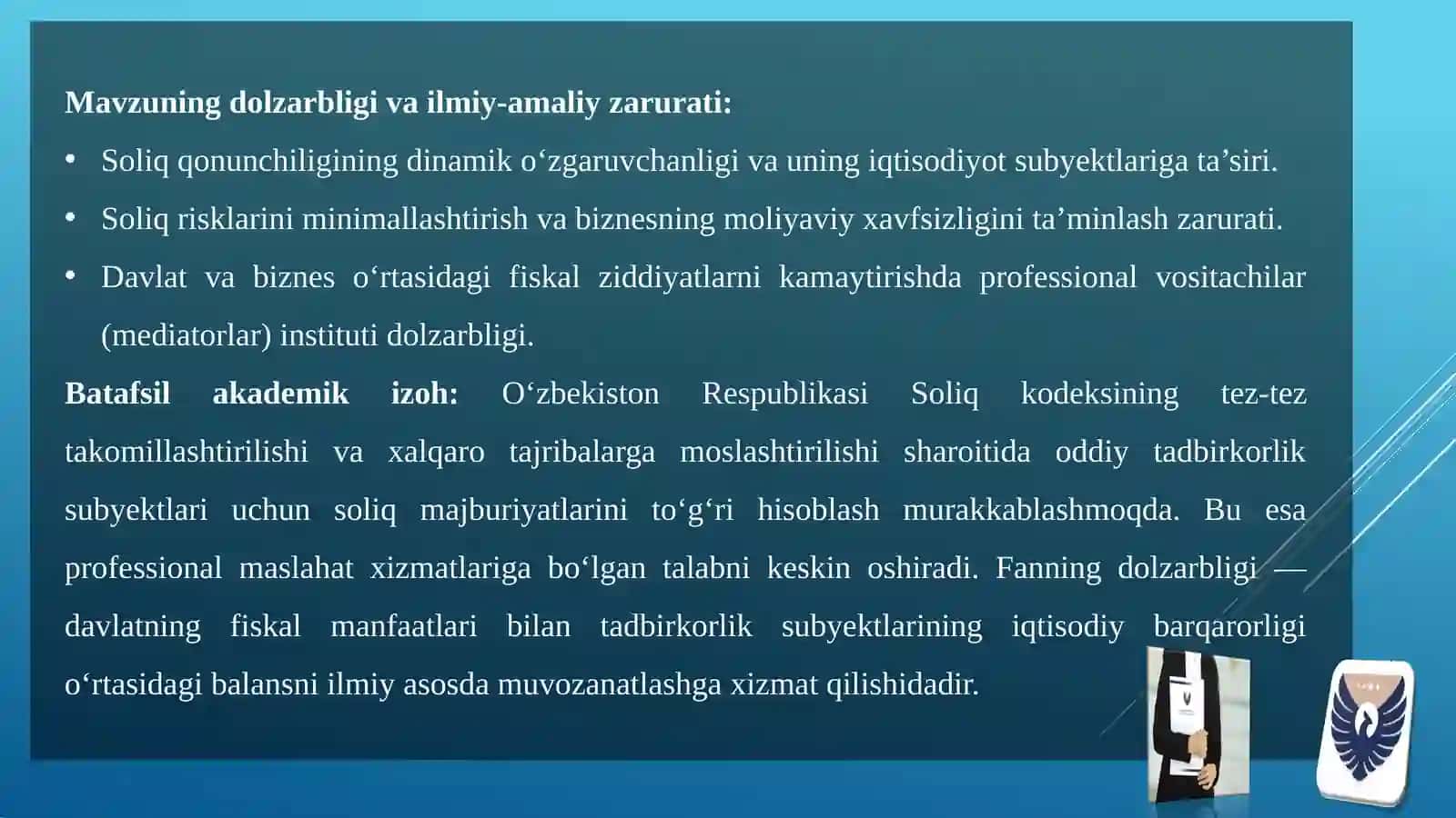 "Soliq maslahati" fanining predmeti va vazifalari 4