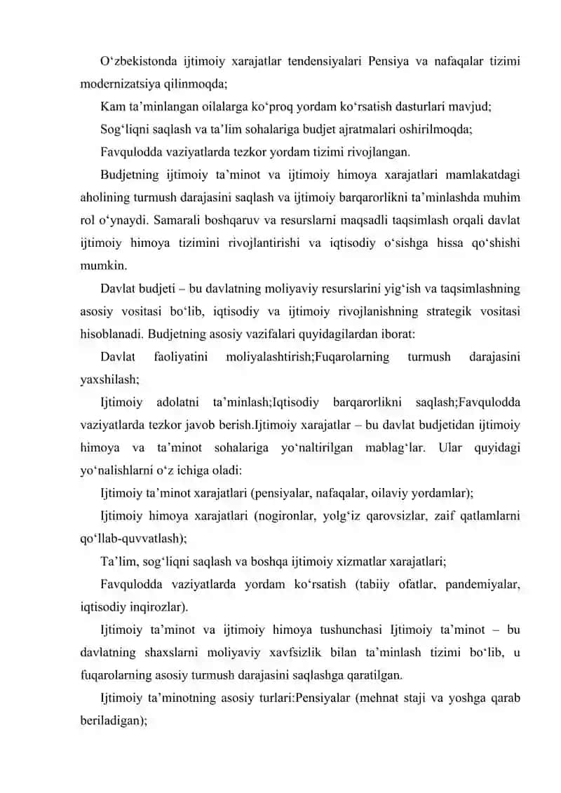 BUDJETNING IJTIMOIY TA'MINOT VA IJTIMOIY HIMOYA XARAJATLARI 4