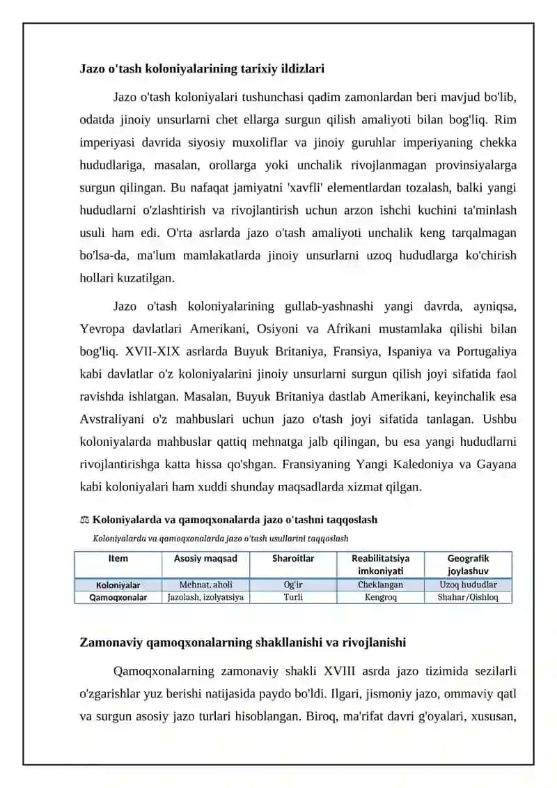 Kaloniyalarda va turmalarda jazolarni oʻtash 4