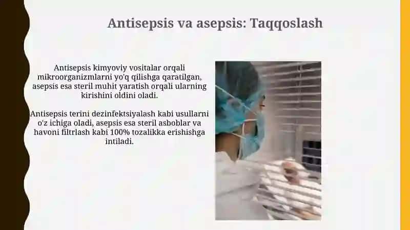 Aseptika asoslari.Bogʻlov va operatsiya xonalarining tuzilishi 4