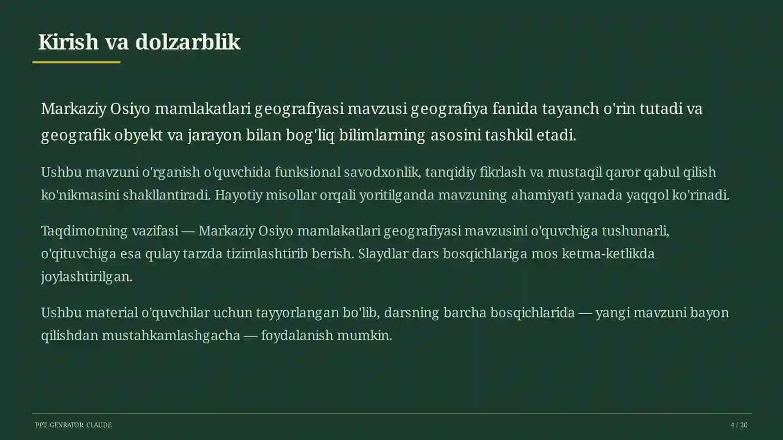 Markaziy Osiyo mamlakatlari geografiyasi (11-sinf) 4
