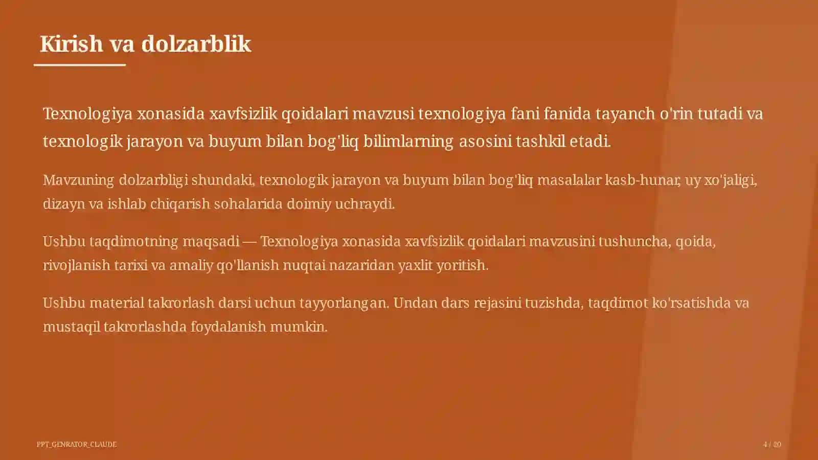 Texnologiya xonasida xavfsizlik qoidalari (5-sinf) 4