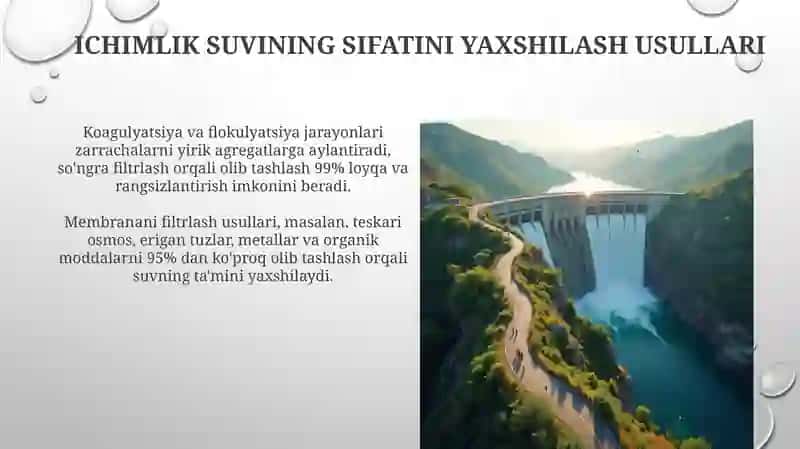 Suv ta'minotini ratsionallashtirishning ahamiyati va suv resurslari 4