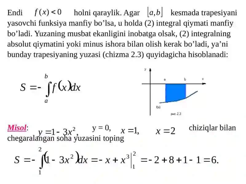 Aniq integralning tadbiqlari, uni iqtisodda ishlatilishi. Xosmas integrallar 4