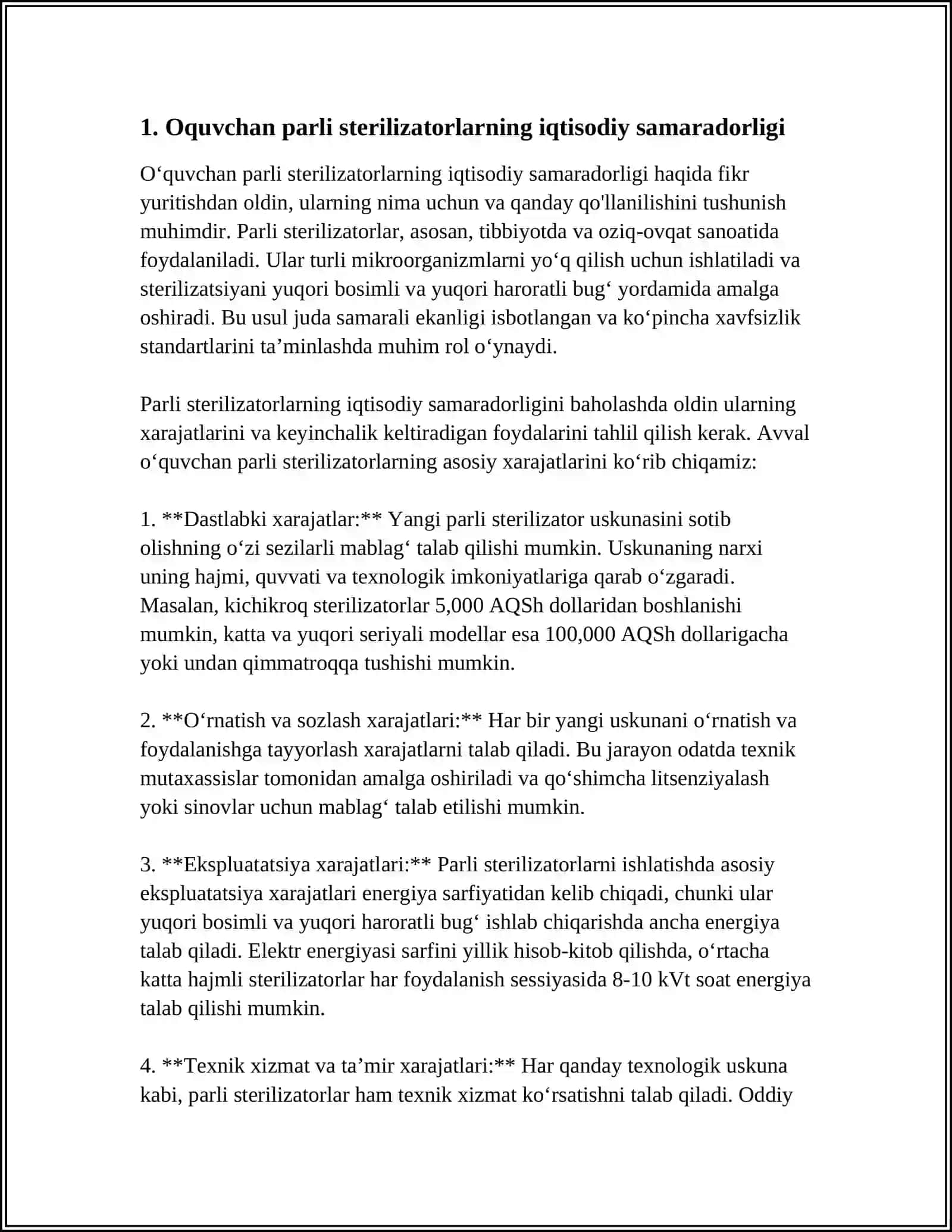 MUSTAQIL ISH Mavzu: OQUVCHAN PARLI STERILIZATORLAR. STERILIZATOR S-60. AVTOKLAV TUZILISHI 4