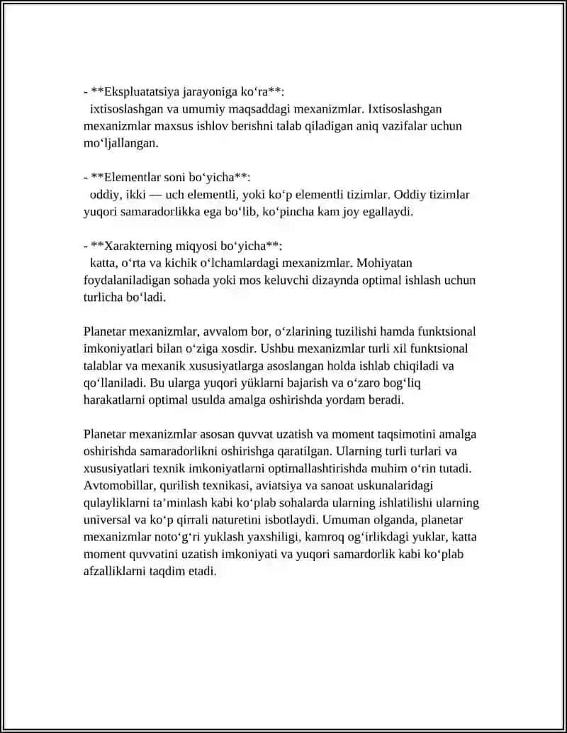 PLANETAR MEXANIZMLARNING SXEMALARINI TANLASH VA ULARNI KINEMATIKASI 4