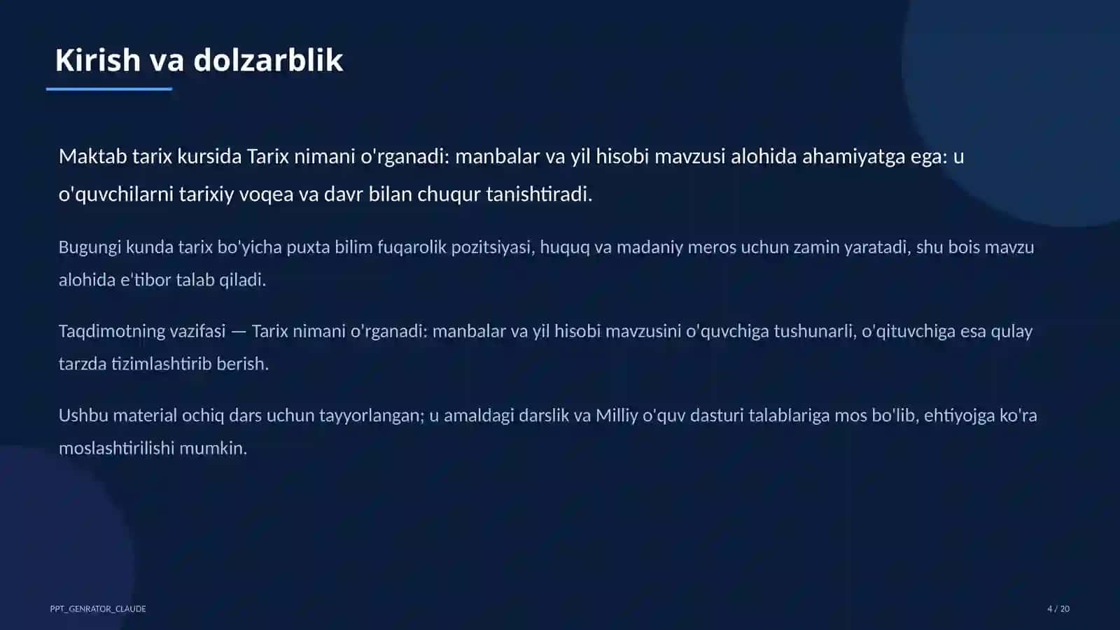 Tarix nimani o'rganadi: manbalar va yil hisobi (5-sinf) 4