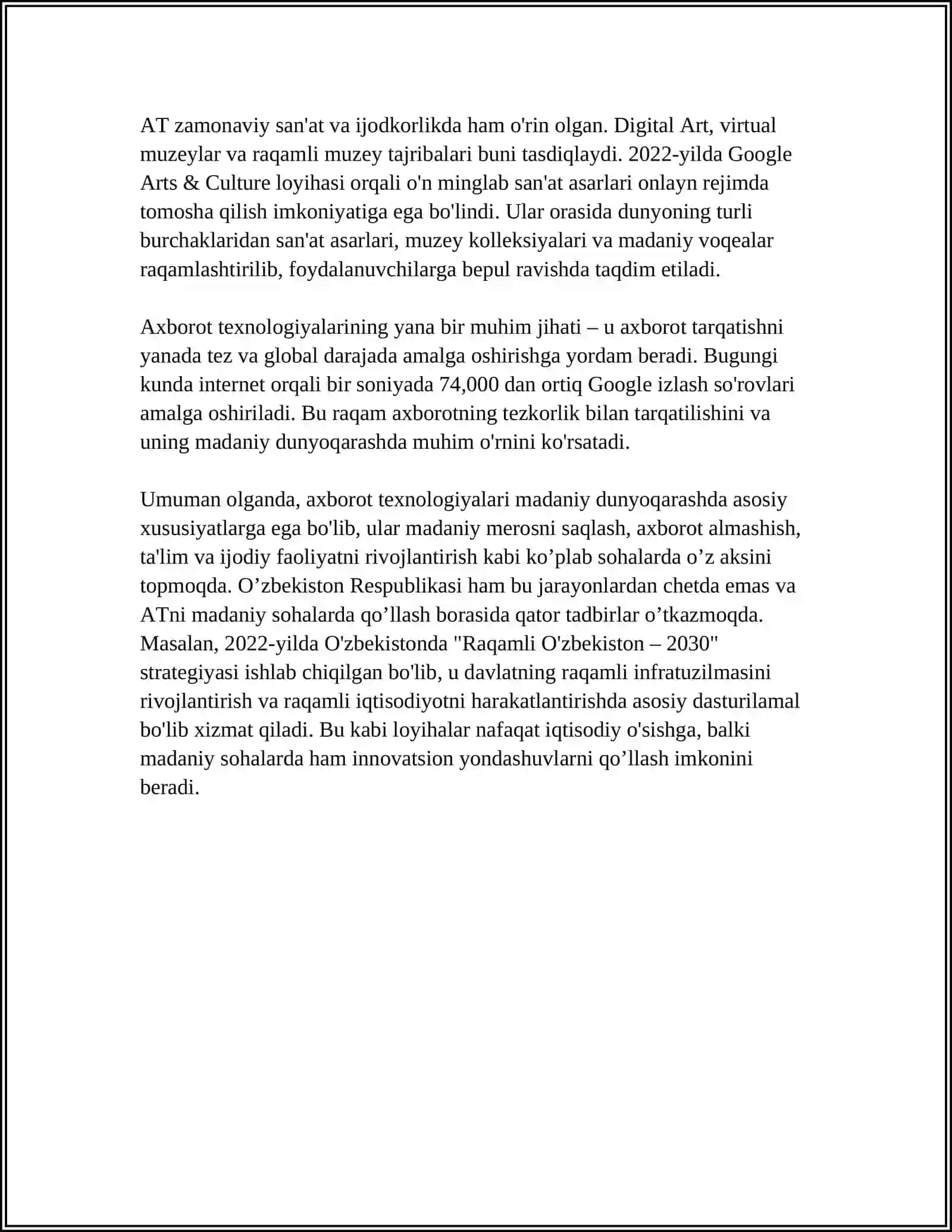 AXBOROT TEXNOLOGIYALARI UMUMMADANIY DUNOQARASHNI SHAKILLANTIRISH VOSITALARI.TA'LIM SIFATINI NAZORAT QILISH VA UNING TURLARI 4