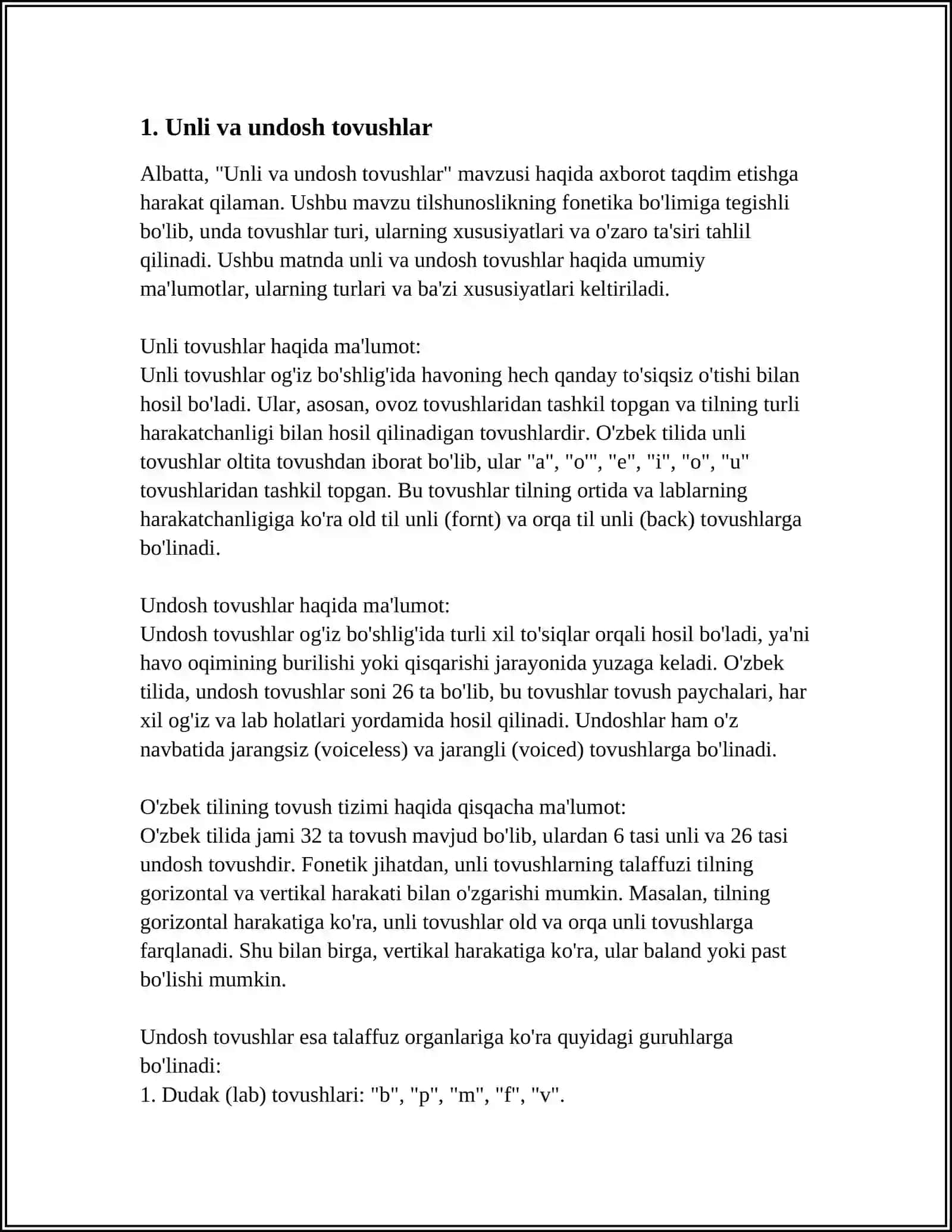 "FONETIKA VA FONOLOGIK HODISALAR" MISOLLARI BILAN 4