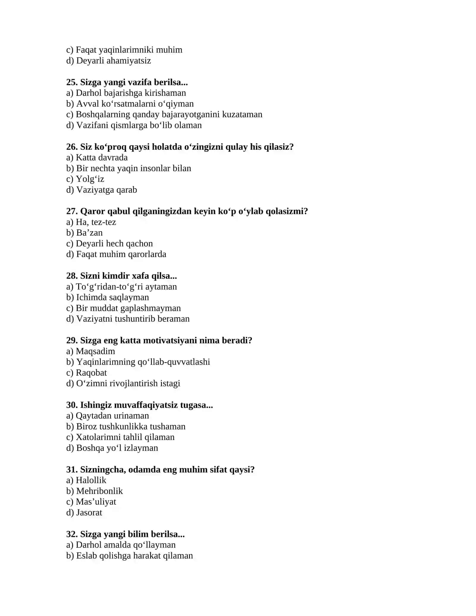 100 ta Psixologik Test – Shaxsiyat va Xarakter Testlari 4