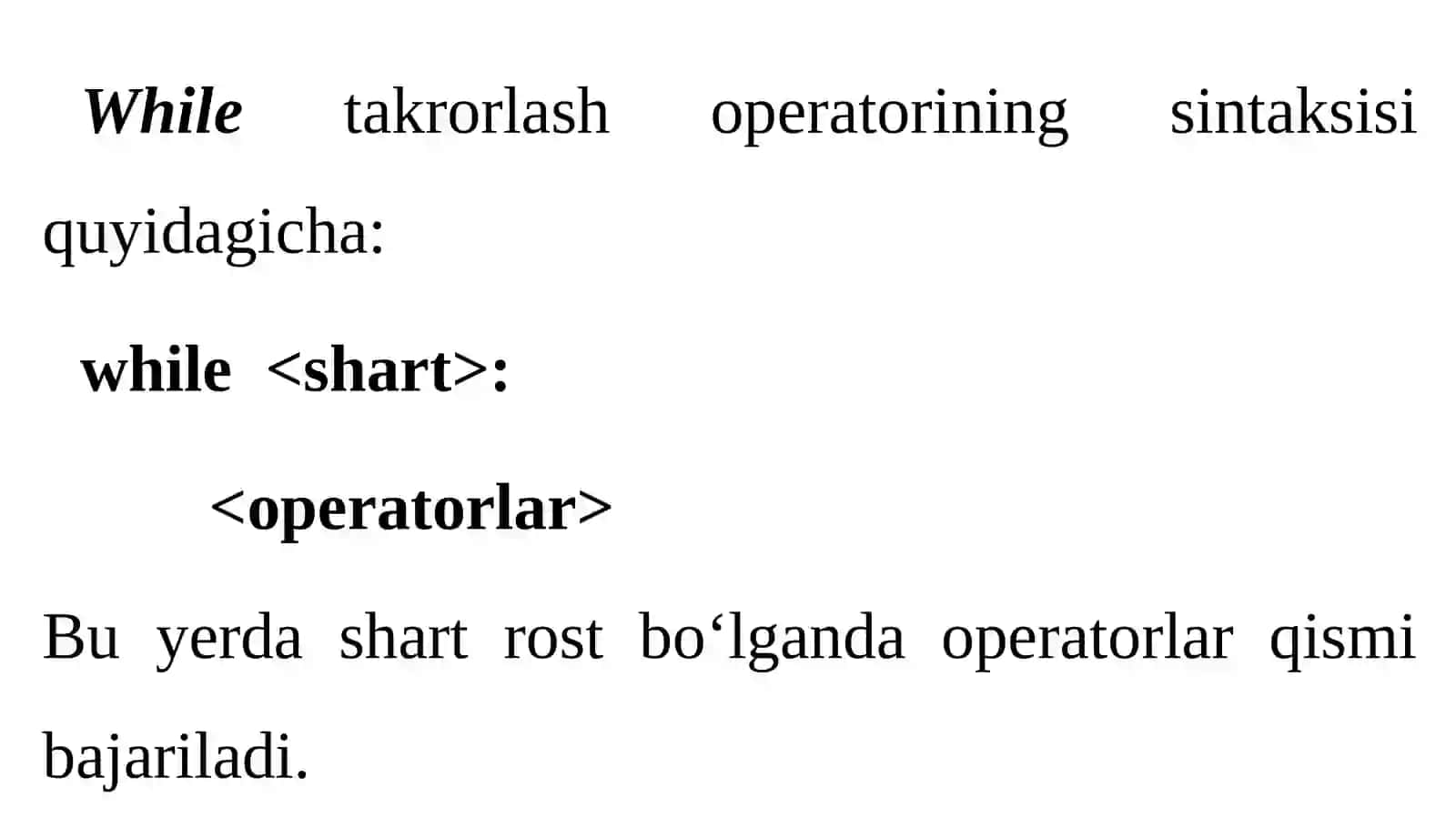 Takrorlanuvchi while operatori 4