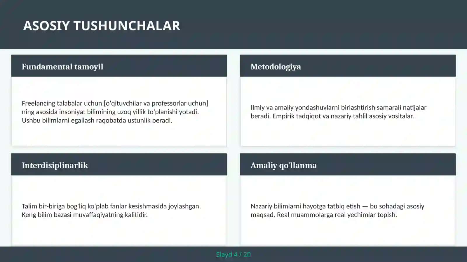 Freelancing talabalar uchun [O'qituvchilar va professorlar uchun] 4