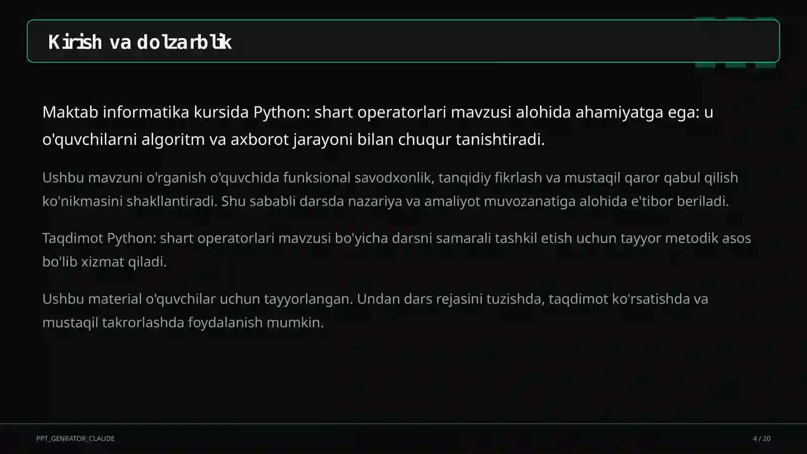 Python: shart operatorlari (8-sinf) 4
