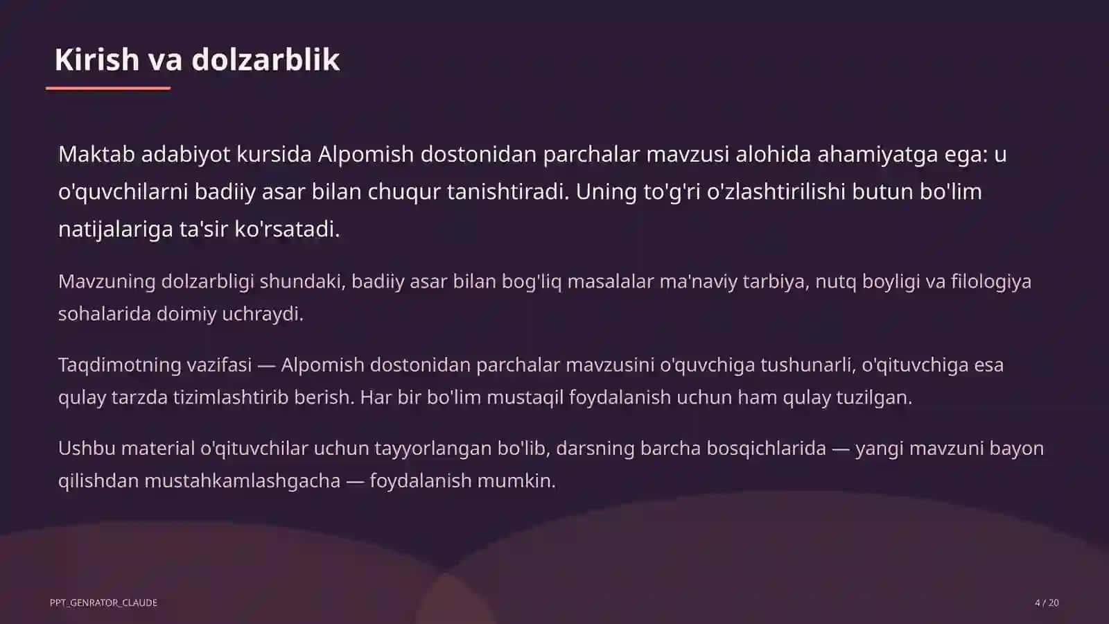 Alpomish dostonidan parchalar (5-sinf) 4