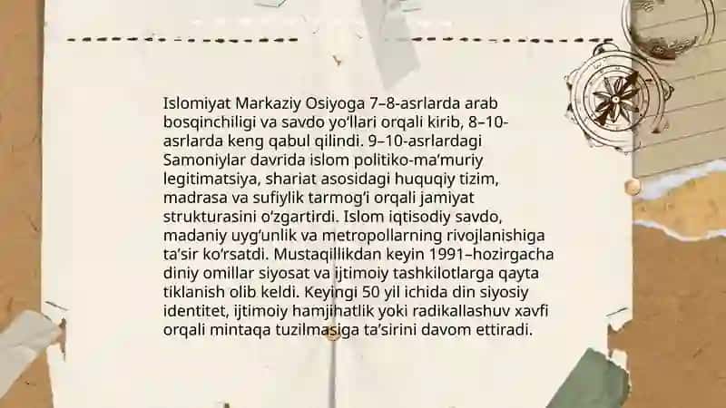 Markaziy Osiyo mintaqasining tarixiy rivojlanish bosqichlari vauning yaqin 50 yildagi istiqbollari 4