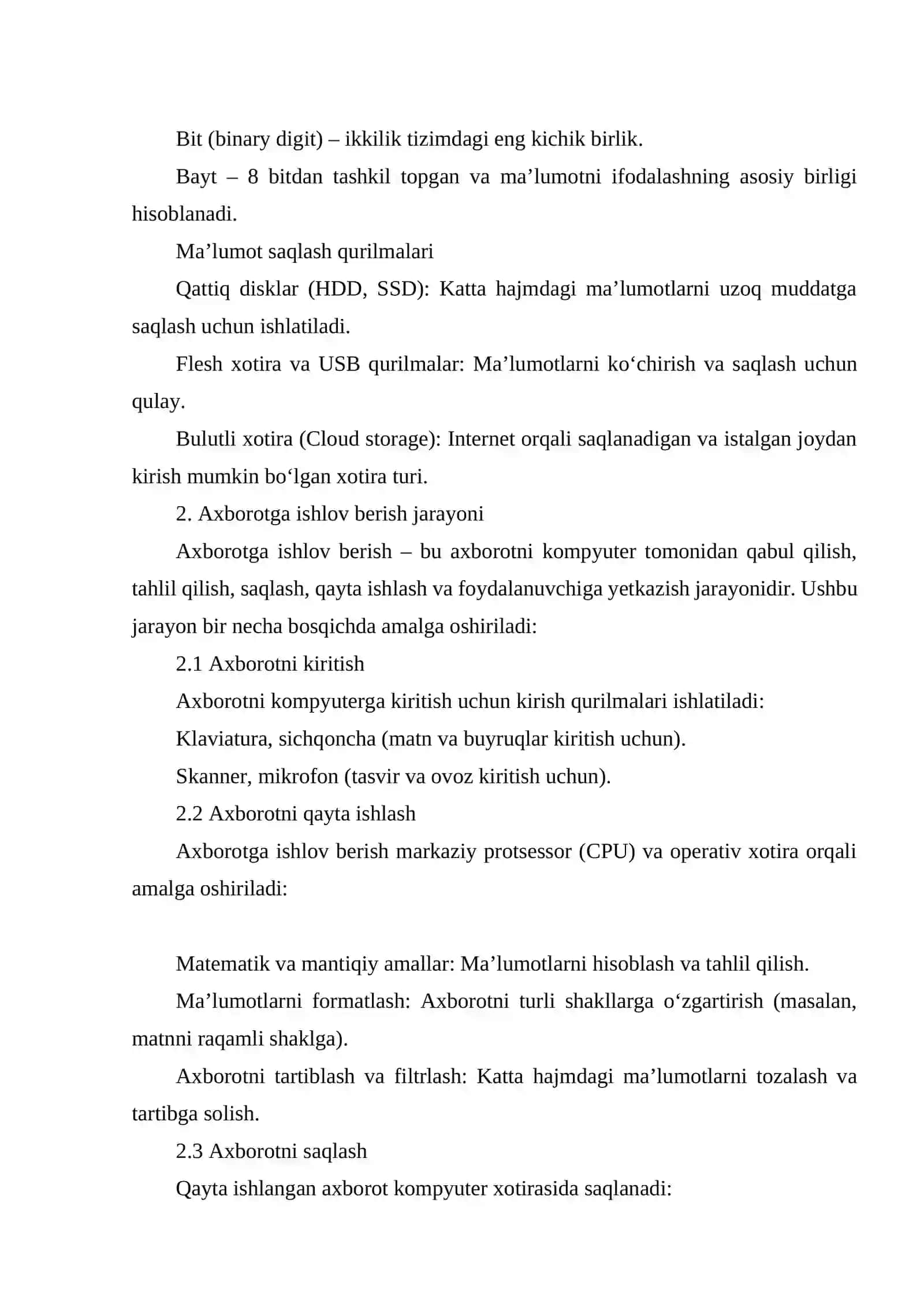 Axborotlarni kompyuterda ifodalanishi 4