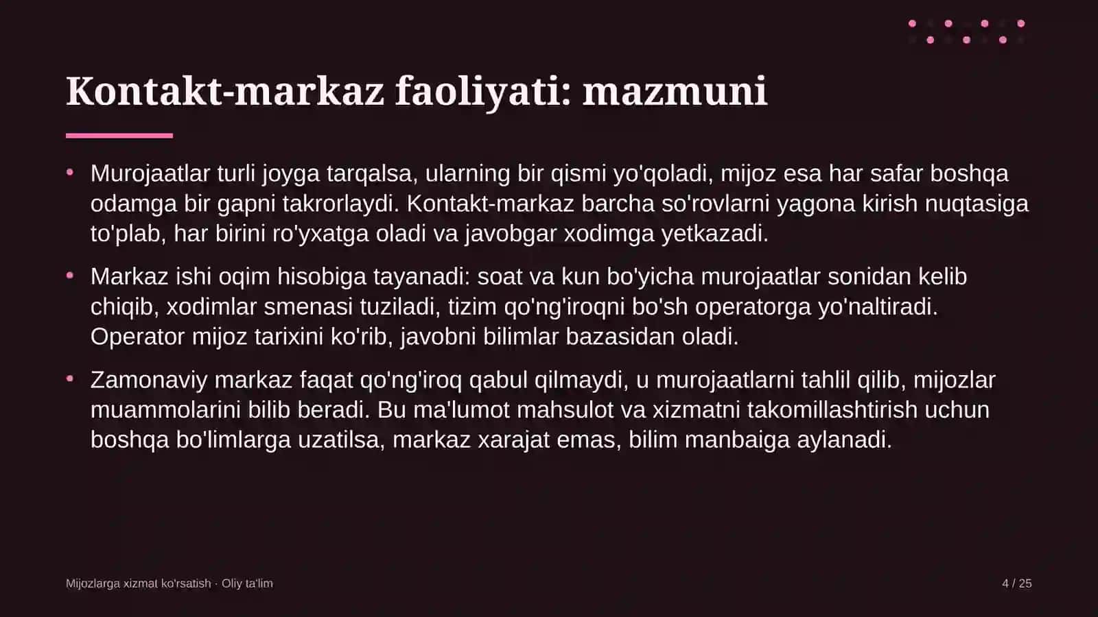avtomobil transportida kontakt markaz faoliyatini tashkil etish 7382 4