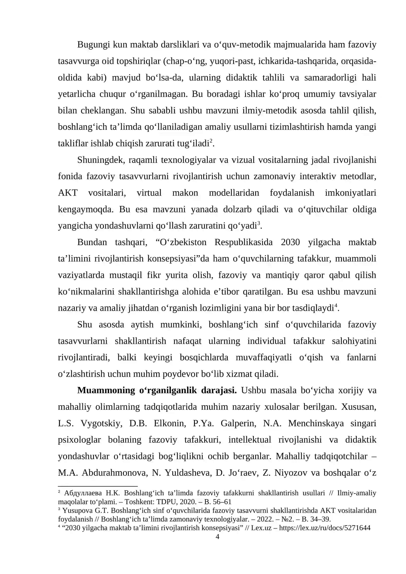 Boshlang'ich sinf o'quvchilarida fazoviy tasavvurlarni shakllantirishning metodik asoslari 4