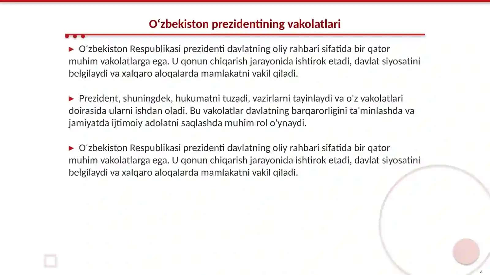 Oʻzbekiston respublikasi prezidenti 4