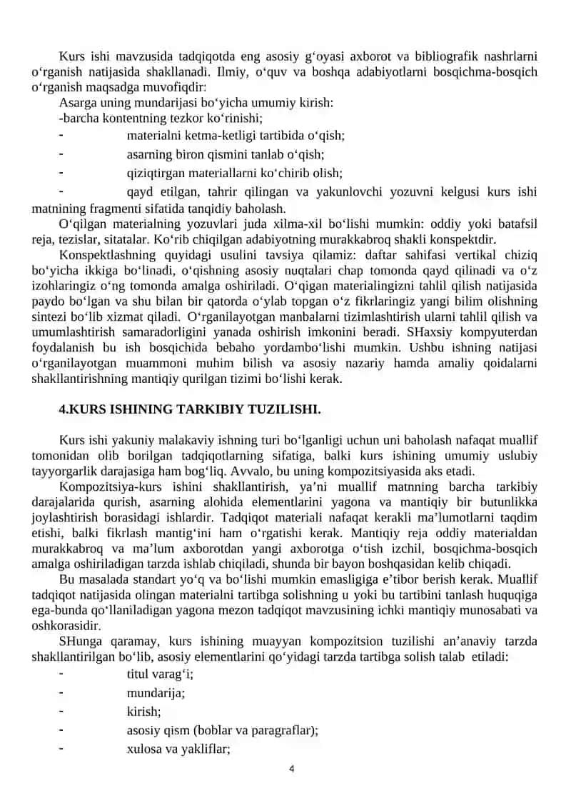 O‘ZBEKISTONDA FERMERLIK FAOLIYATINI TASHKIL QILISHNI YANADA TAKOMILLASHTIRISH VA UNI RIVOJLANTIRISH CHORA-TADBIRLARI TO‘G‘RISIDAIQTISODIYOT NAZARIYASI KURS ISHI 4