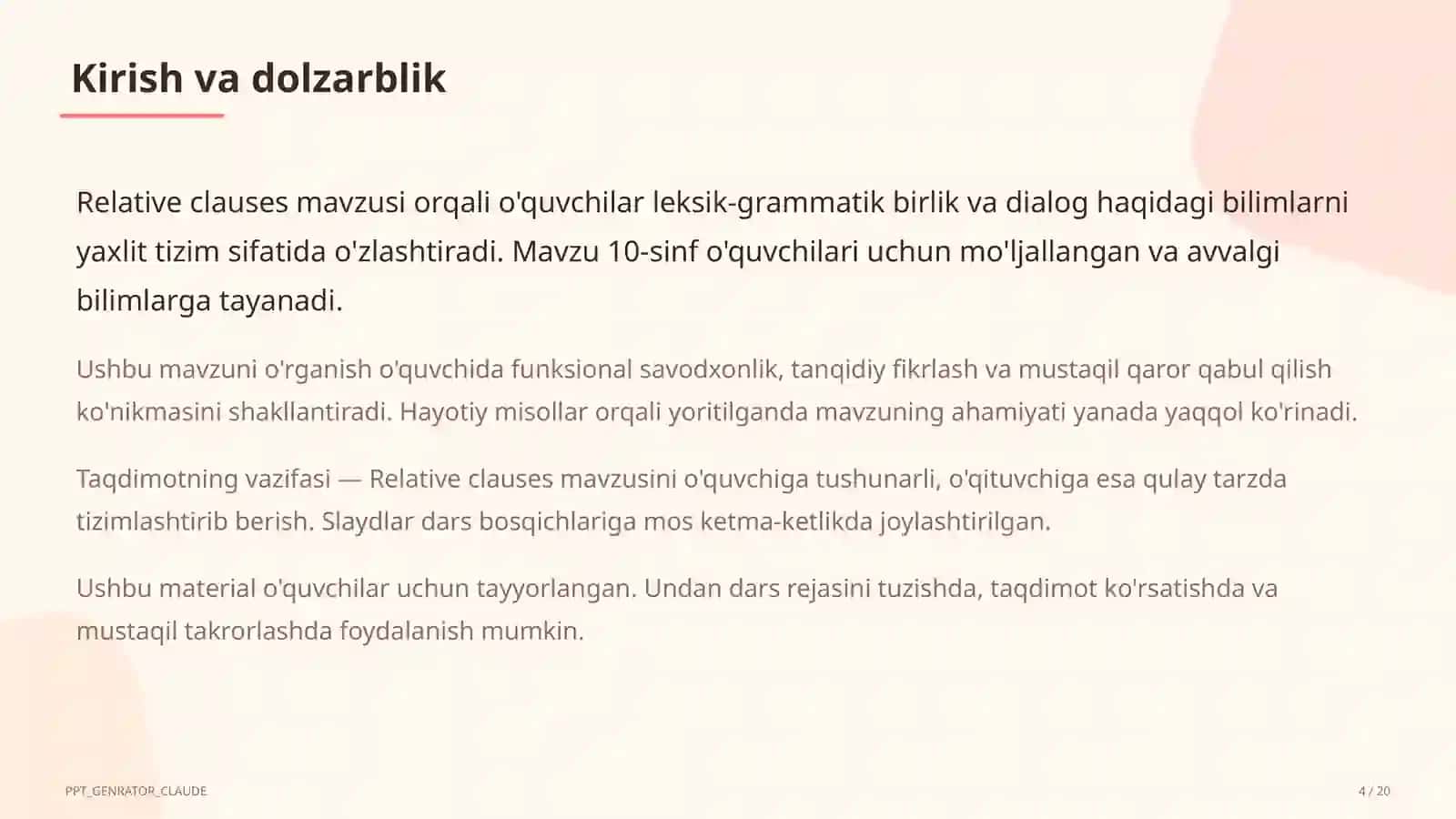 Relative clauses (10-sinf) 4
