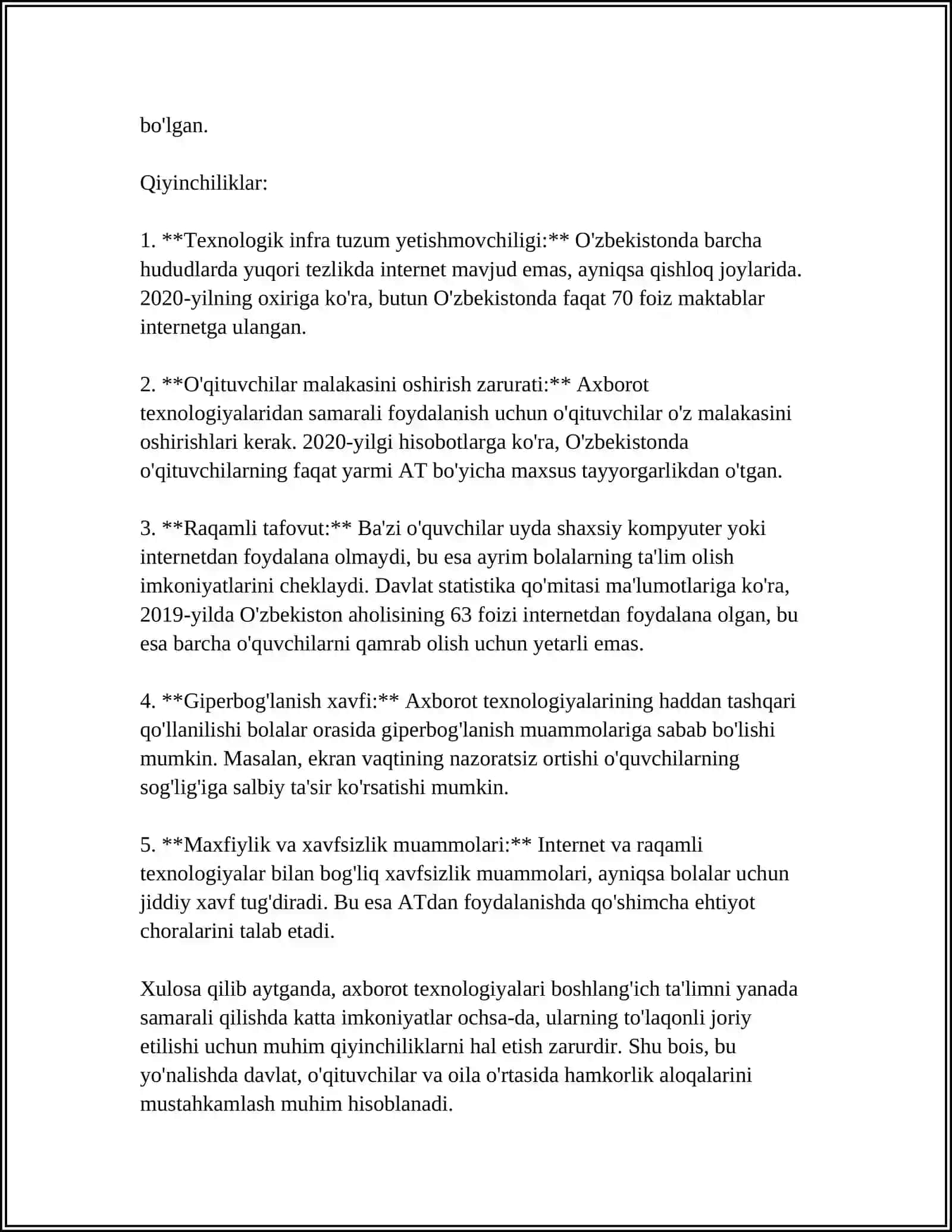 BOSHLANĢICH TA'LIM TARBIYA FANLARI DARSLARIDA AXBOROT TEXNALOGIYALARDAN FOYDALANISHGA OID 10 TA MAQOLANI ÒRGANISH VA TAHLIL QILISH 4