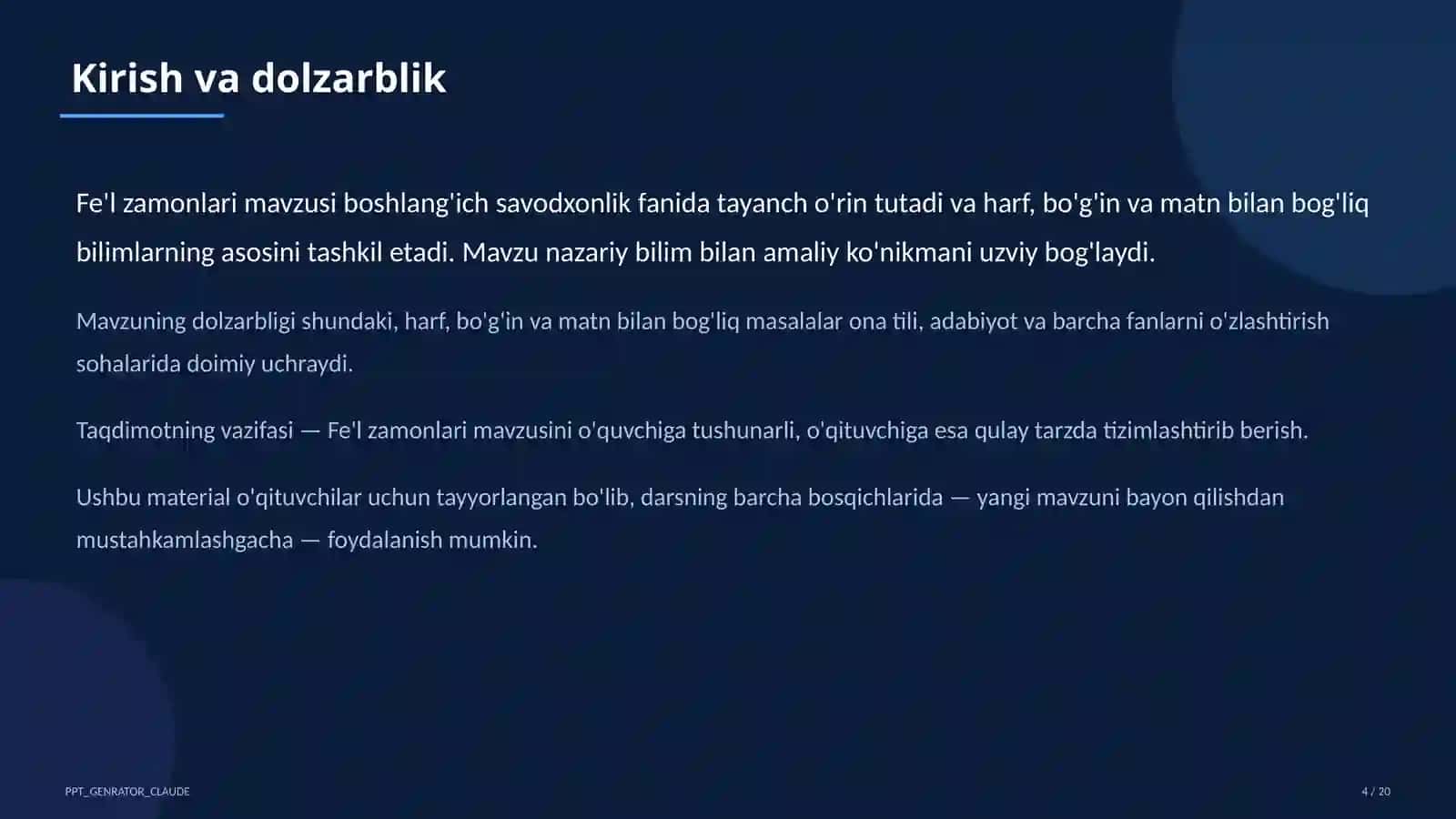 Fe'l zamonlari (4-sinf) 4