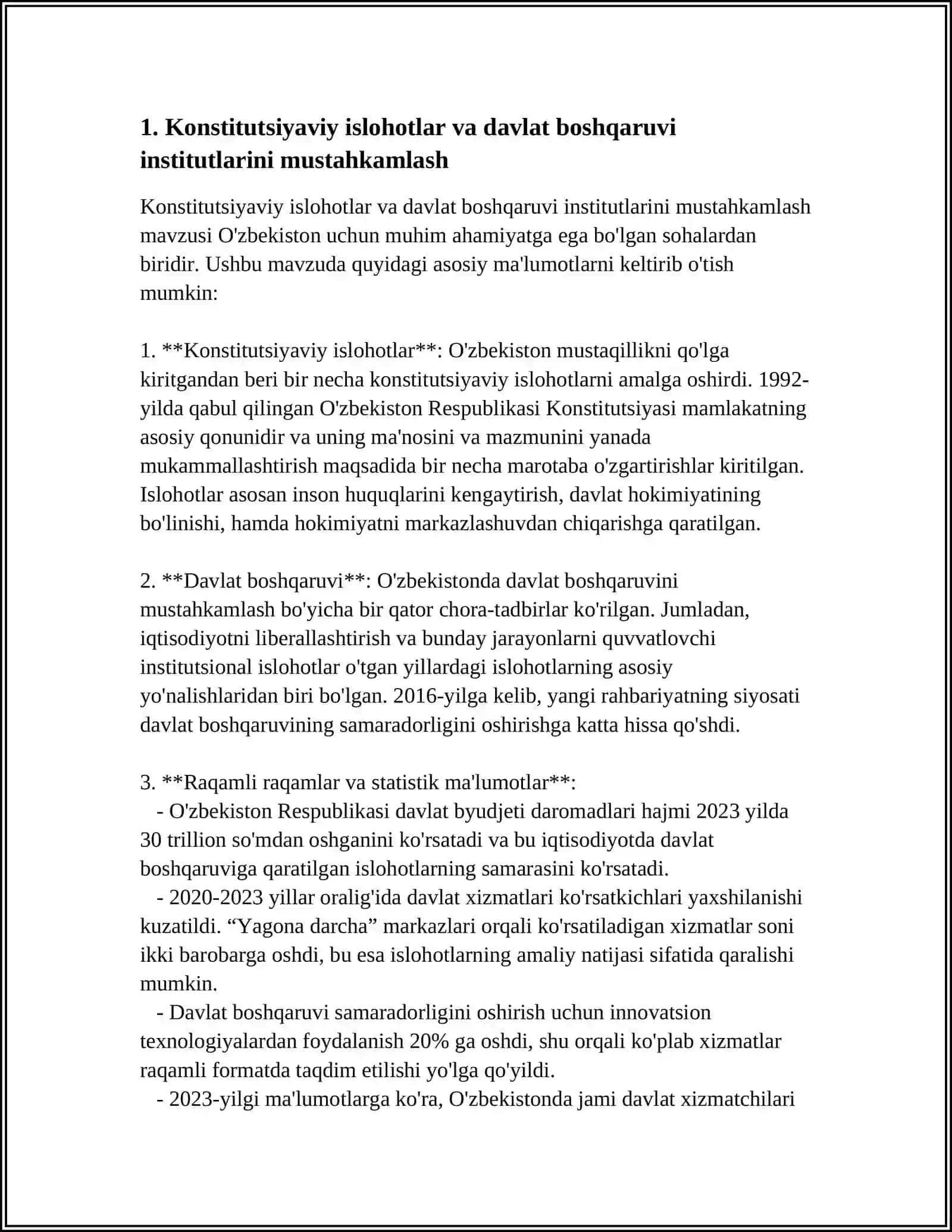 MUSTAQILLIK YILLARIDA BOSHQARUV TIZIMIDA AMALGA OSHIRILGAN ISLOHOTLAR 4