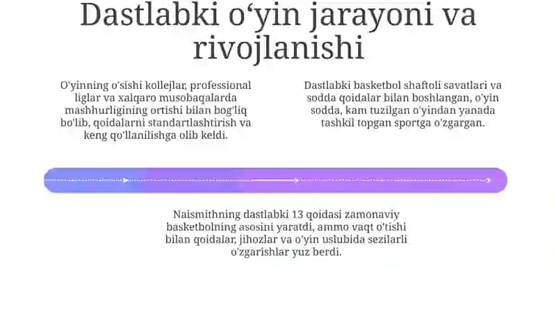 Basketbol oʻyininig kelib chiqishi va rivojlanishi tarixi 4