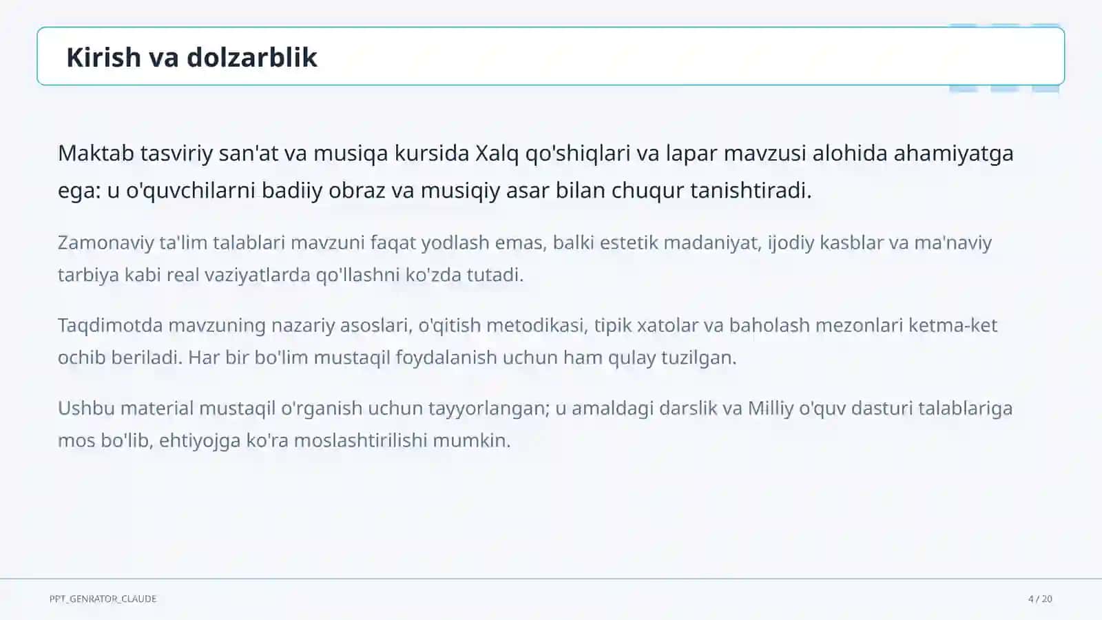 Xalq qo'shiqlari va lapar (3-sinf) 4