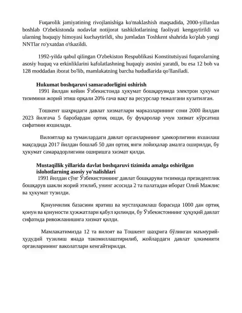 Davlat boshqaruvi tizimida amalga oshirililgan islohotlar 4