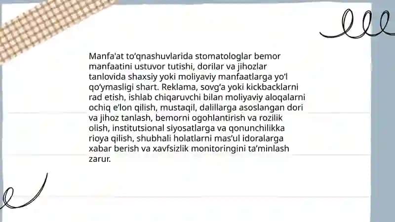 Fugarolarga stomatologik yordam ko' rsatishning etik jihatlari 4