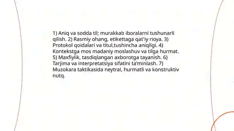 Xalqaro muzokaralarda muloqot madaniyati 4