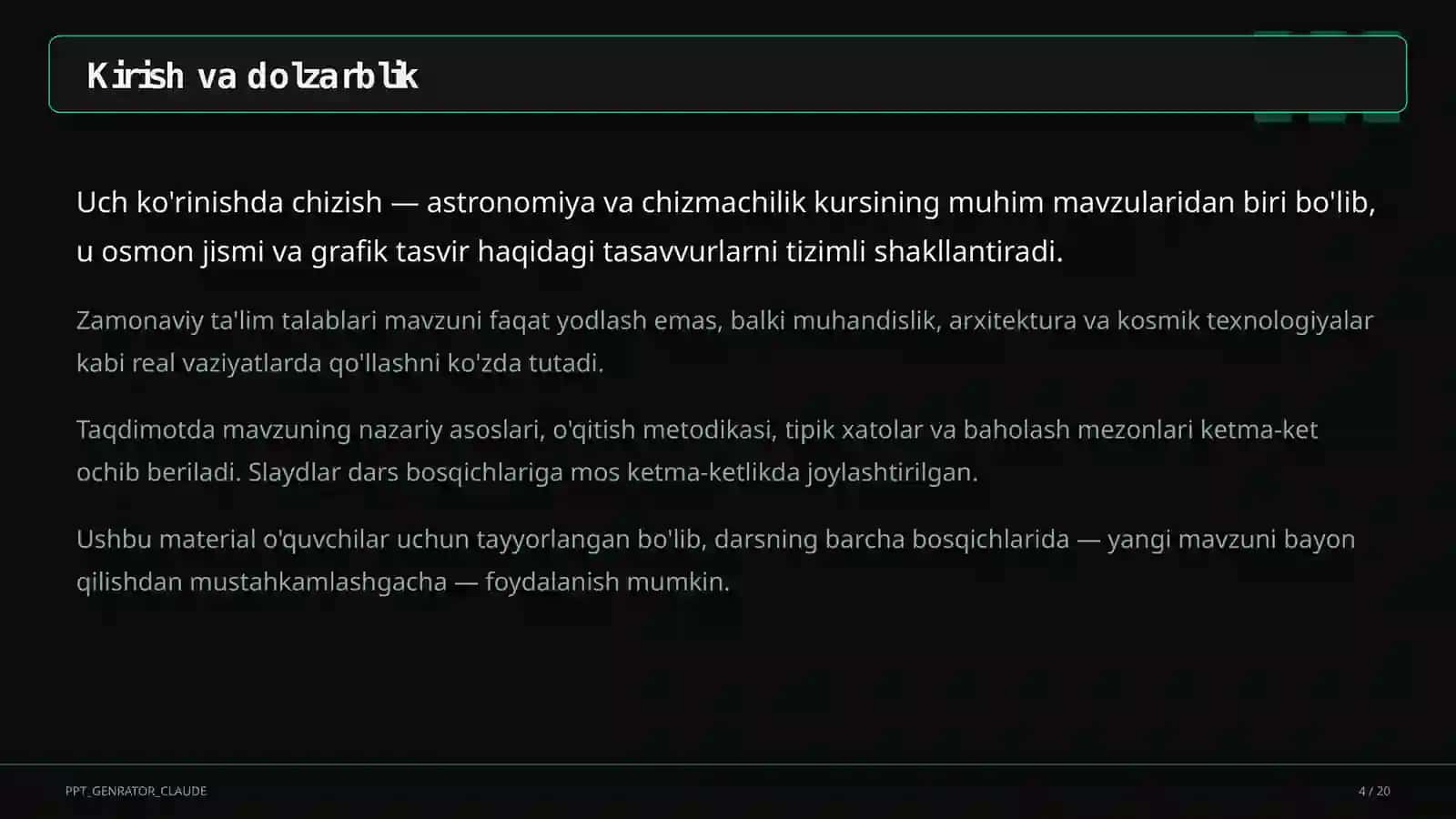 Uch ko'rinishda chizish (8-sinf) 4