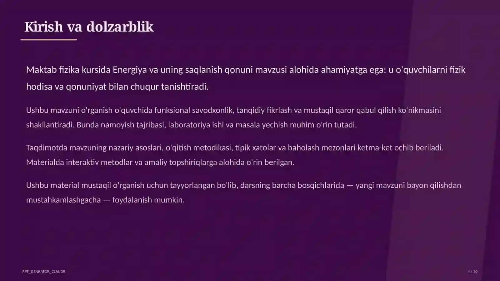 Energiya va uning saqlanish qonuni (7-sinf) 4
