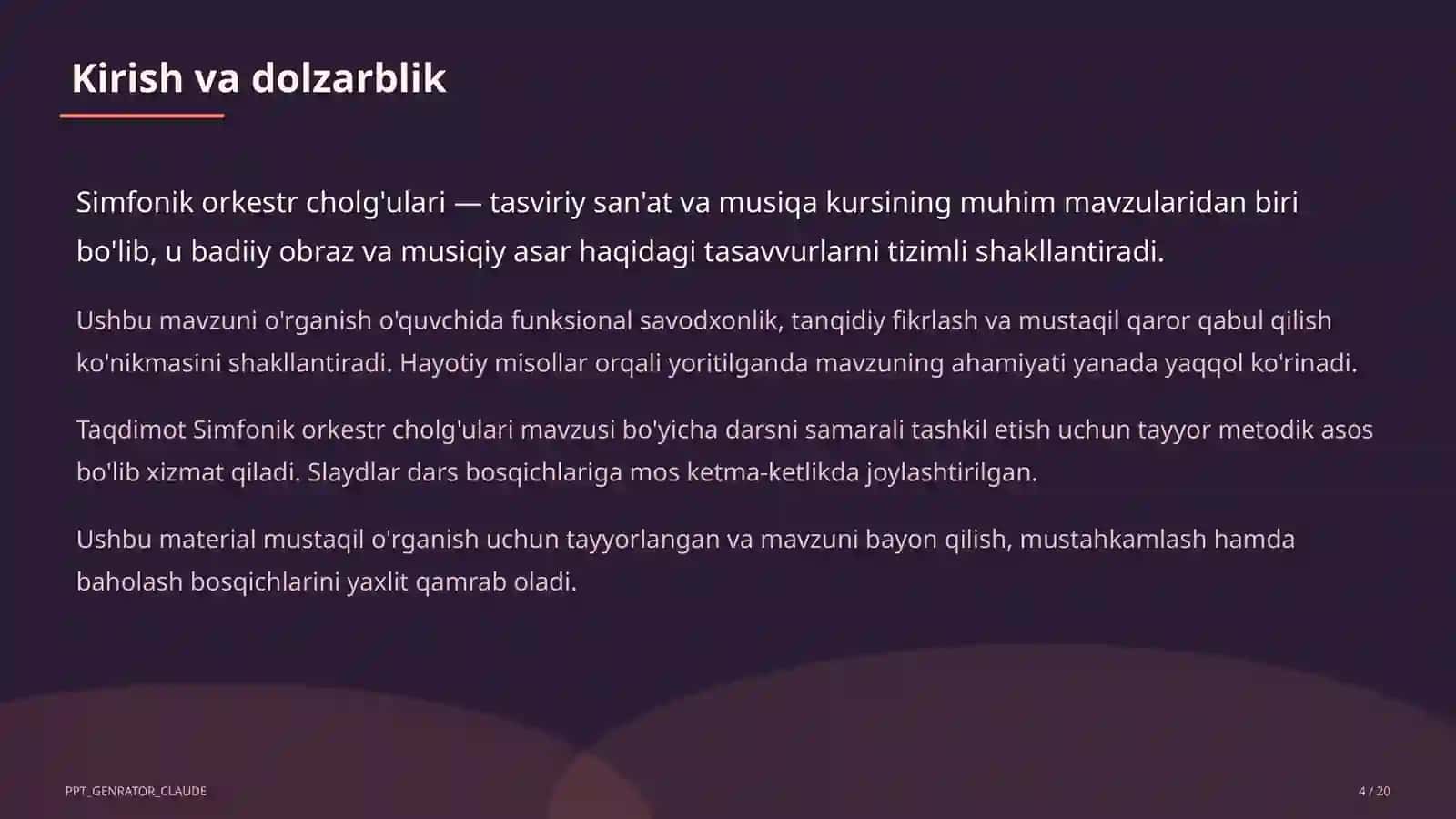 Dars rejasi 4