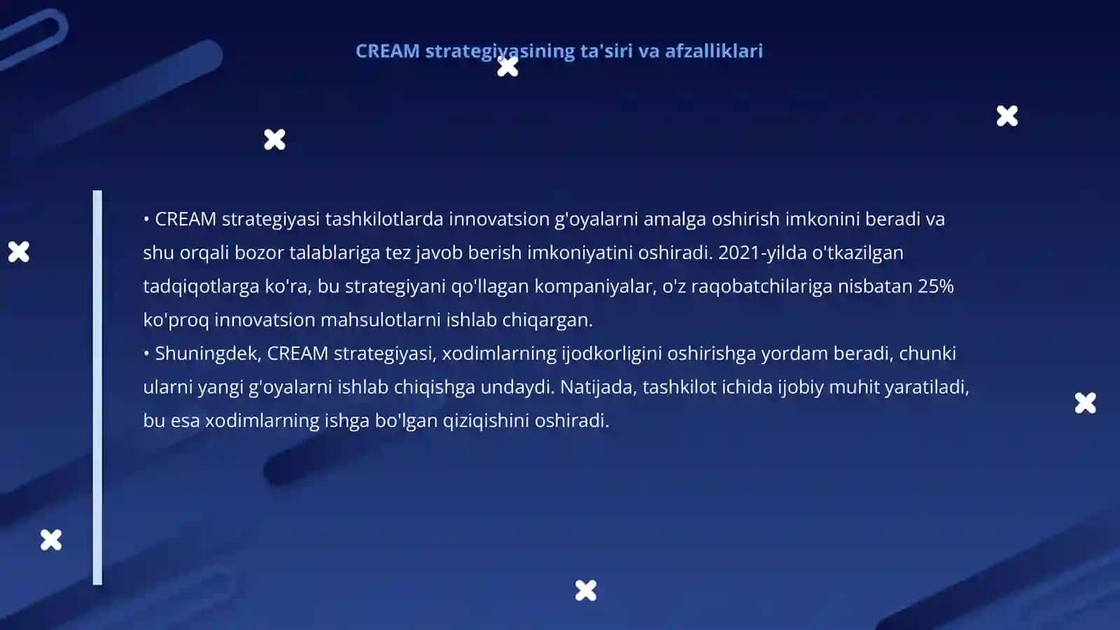 CREAM strategiyasi va undan samarali foydalanish 4
