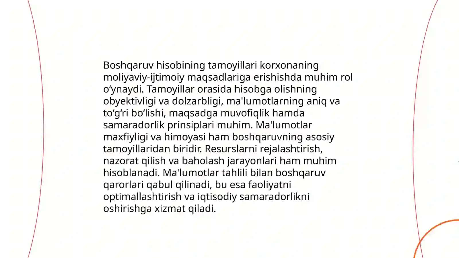 Boshqaruv hisobi funksiyalari, tamoyillari, tizimi va tarkibiy qismlari 4