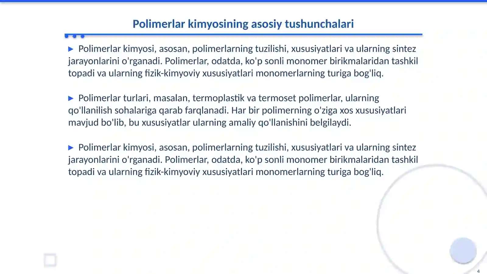 O'zbekistonda polimerlar kimyosi fani va uning istiqbollari 4