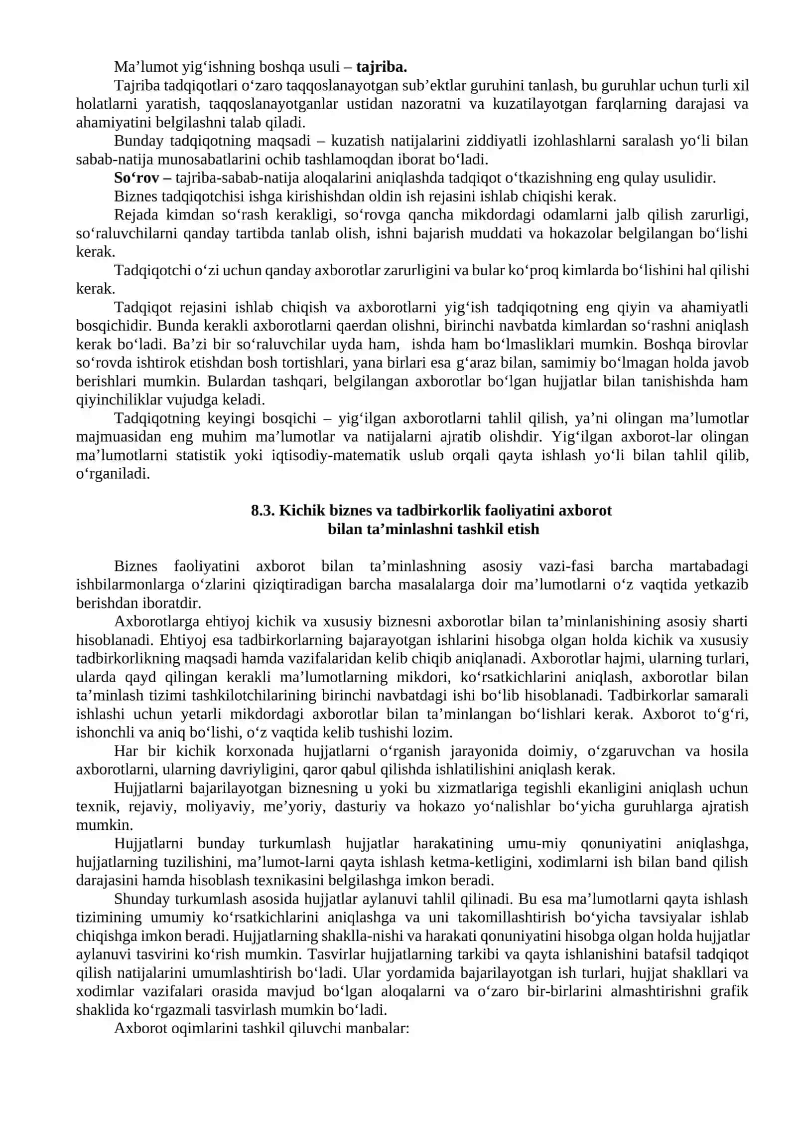 Kichik biznes va tadbirkorlik faoliyatini axborot bilan ta’minlash 4