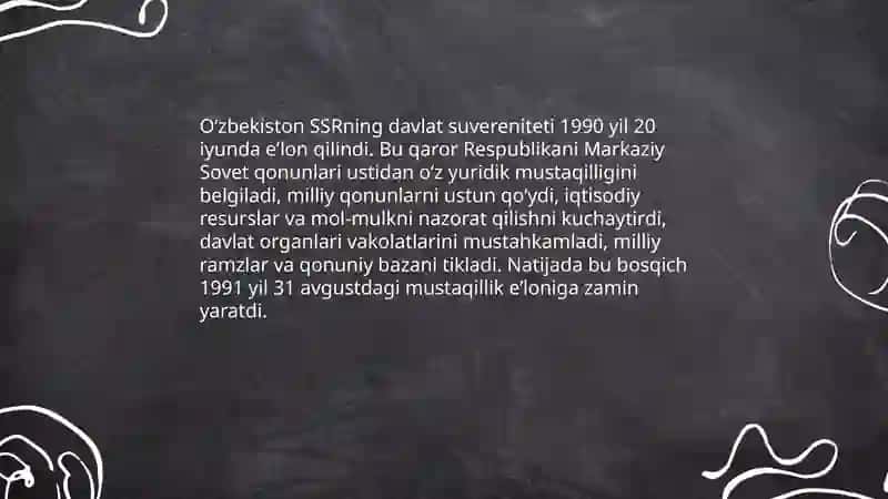 Mustaqillikka erishish Oʻzbekistondagi ijtimoiy - siyosiy jarayonlar 4