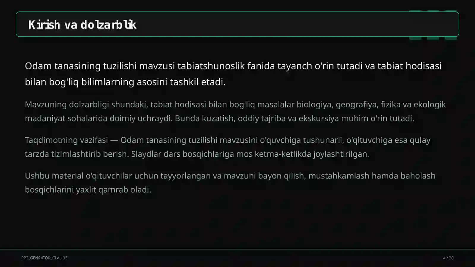 Odam tanasining tuzilishi (2-sinf) 4