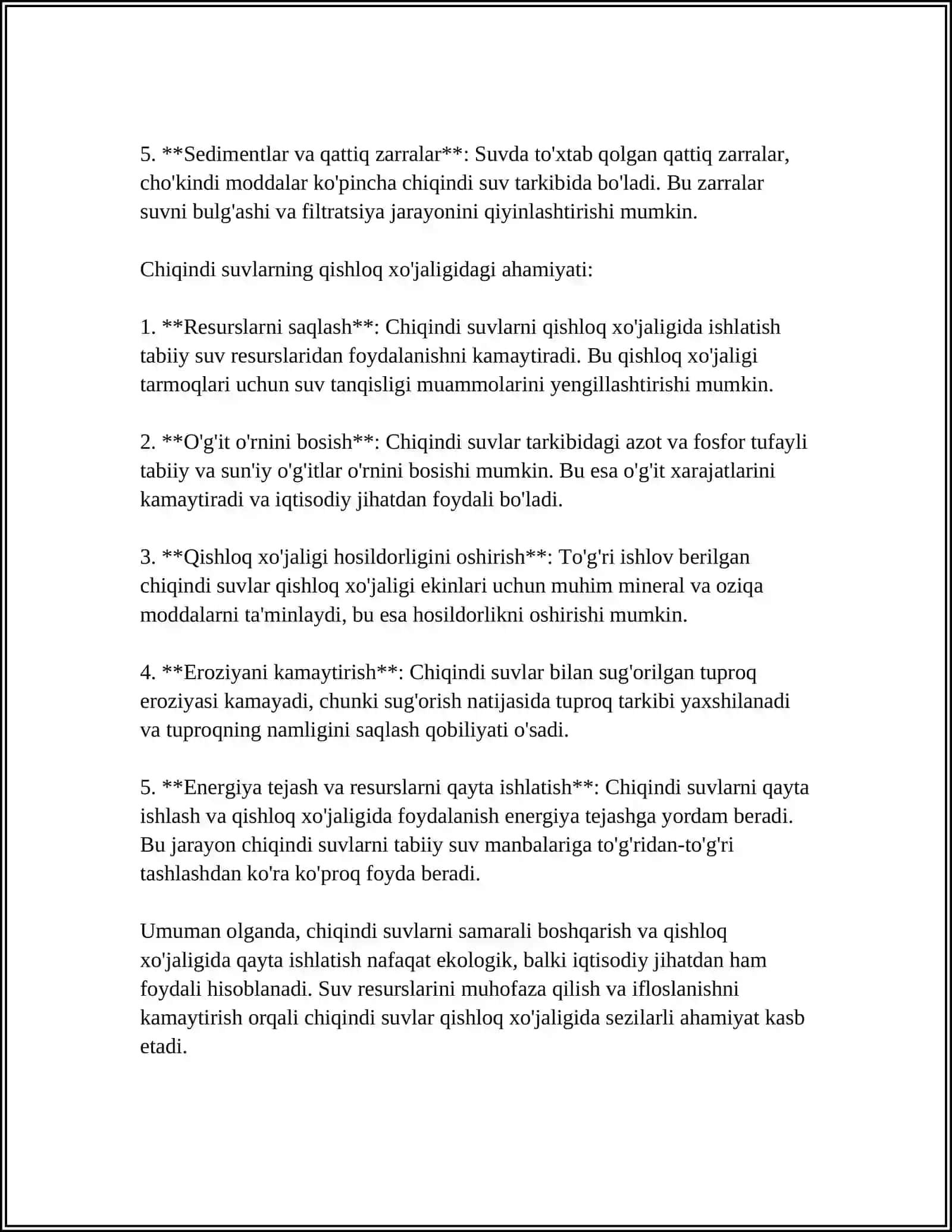 YOMGIRLATIB, TOMCHILATIB VA TUPROQ ORASIDAN SUGORISHLARDA CHIQINDI SUVLARDAN FOYDALANISH XUSUSIYATLARI 4
