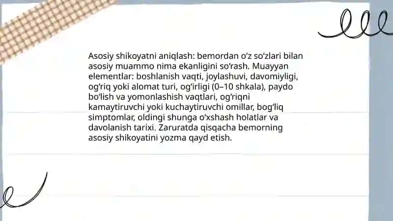 Kasallik Tarixini To'ldirish 4